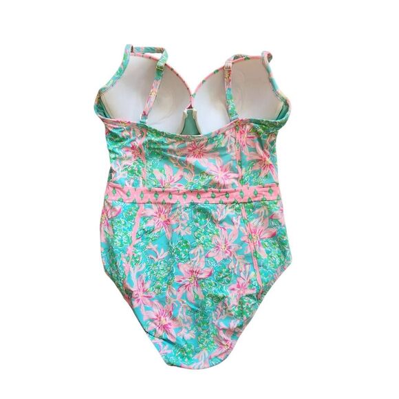 Lily Pulitzer Swimsuit Womens 14 Palma One Piece Bathing Suit Floral Cruise Vaca - Picture 4 of 6